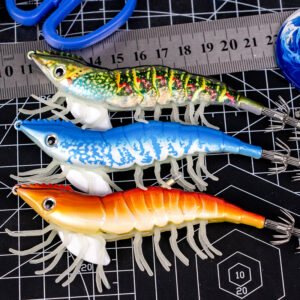 80mm shrimp jig egi deep sea lure 3d eyes print 607